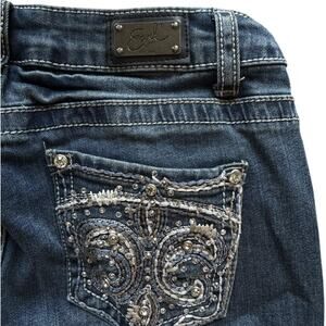 Earl Jeans Y2K McBling Style Straight Leg Bedazzled Rhinestone Pocket Denim 6